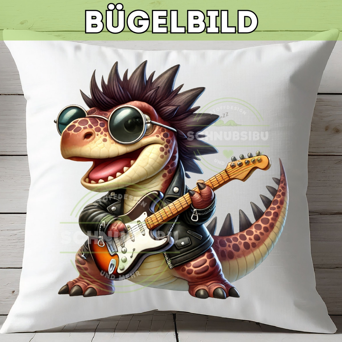 Bügelbild Niedlicher Dino Rockstar